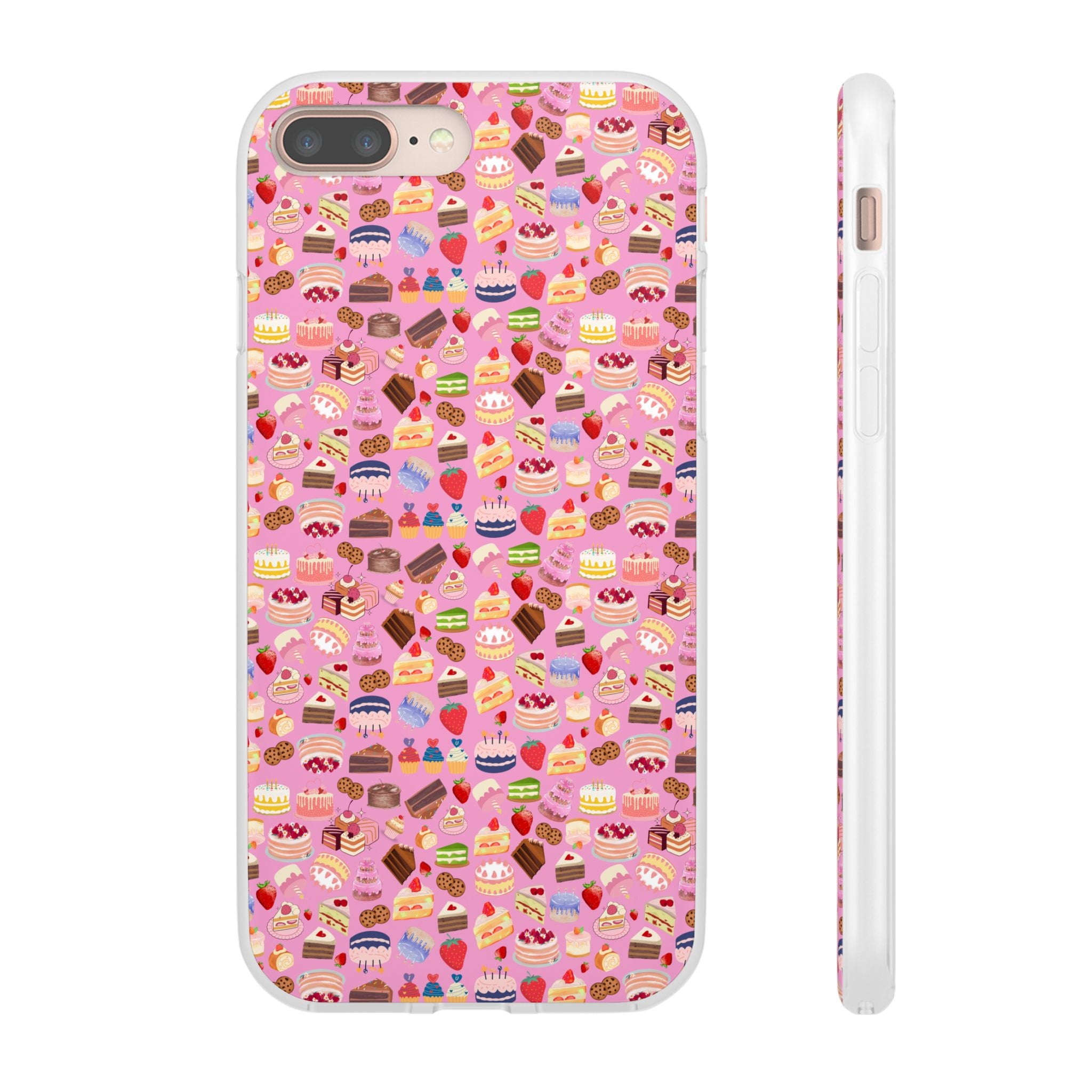 Happy Cake Pink Flexi Clear Cases for Most Phone Types (FWS)