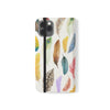 Colourful Feathers Wallet Style Phone Case Vegan Leather