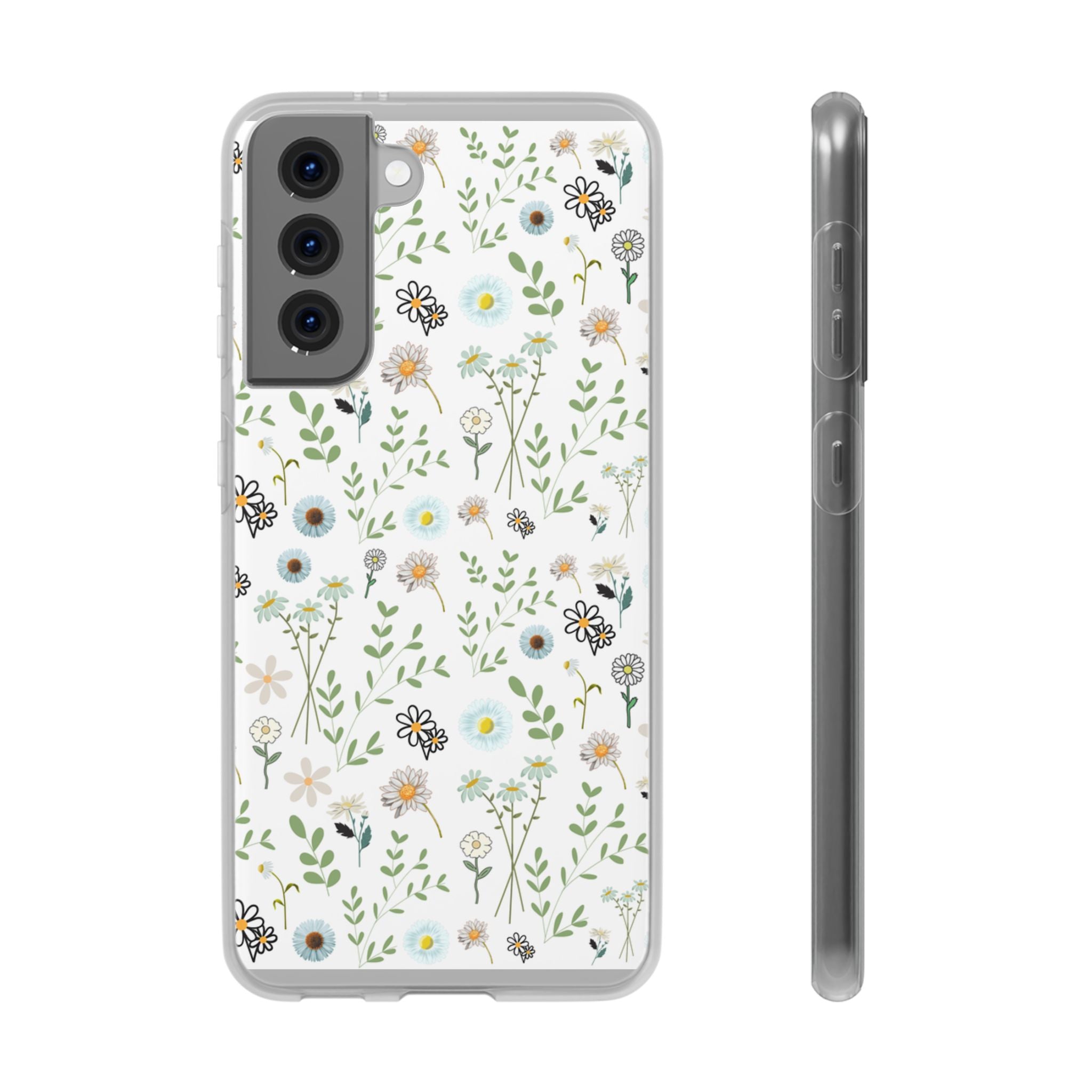 Graphic White Daisies Flexi Clear Cases for Most Phone Types (FWS)