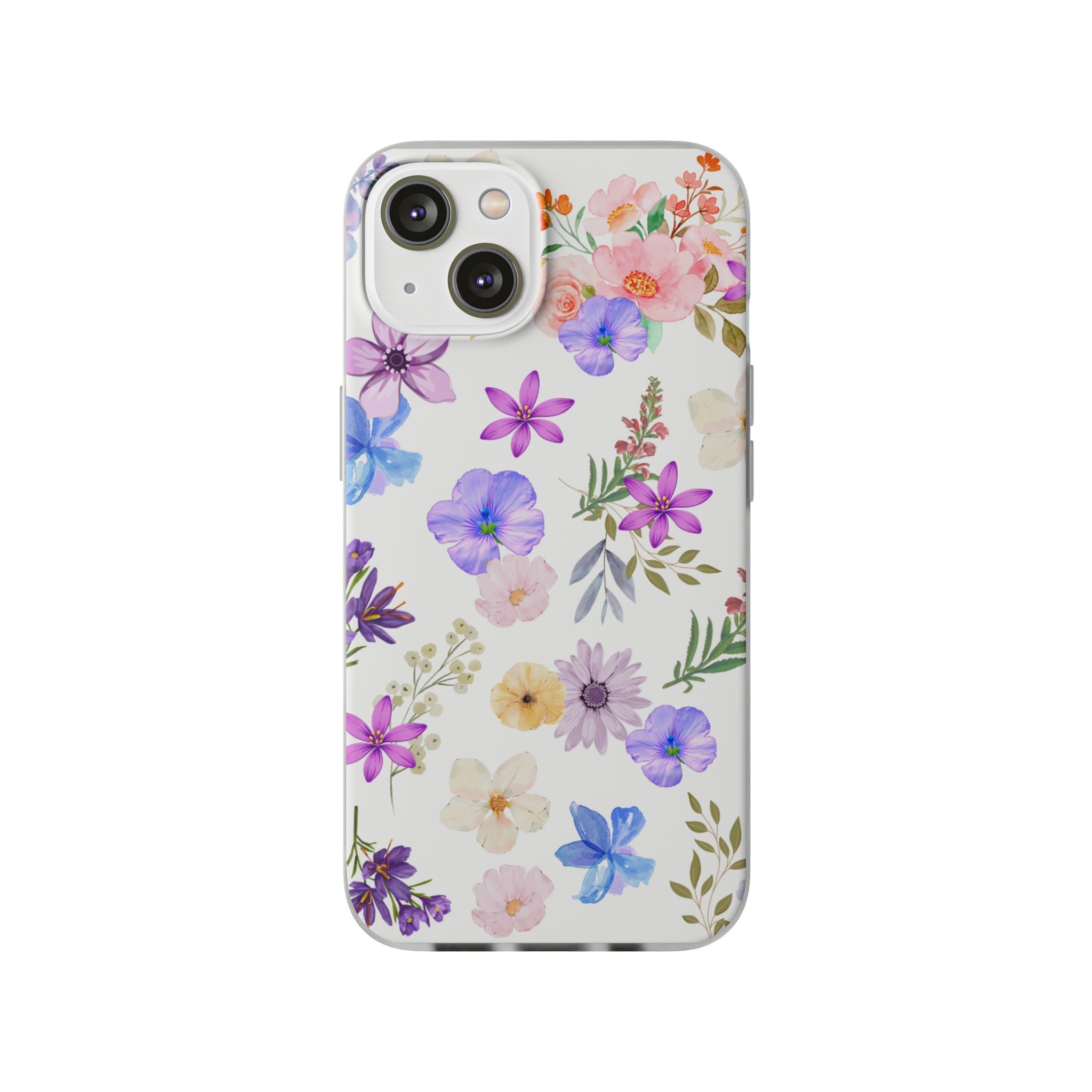 Floral White Flexi Clear Cases for Most Phone Types