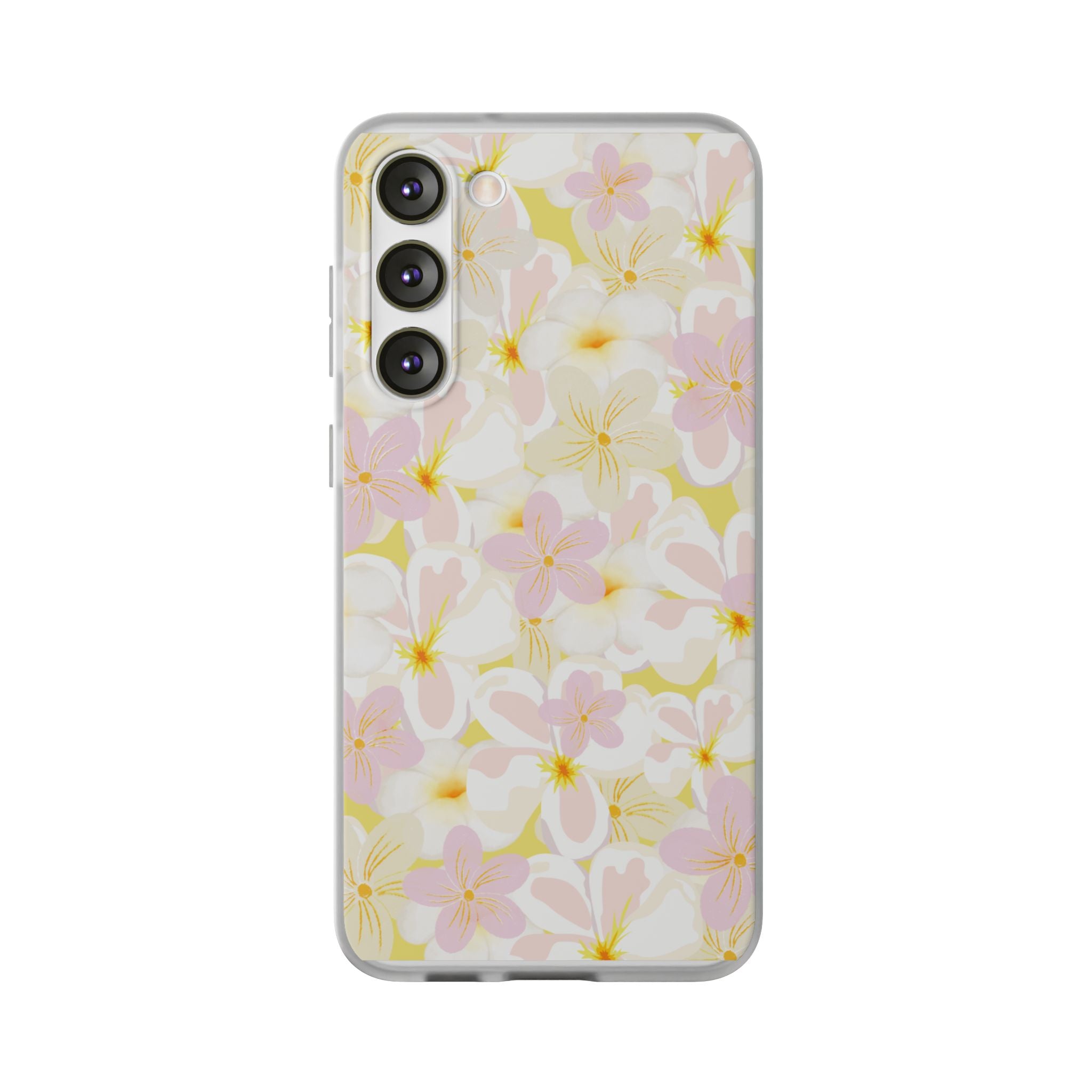 Pastel Frangipanis Yellow Flexi Clear Cases for Most Phone Types (FWS)