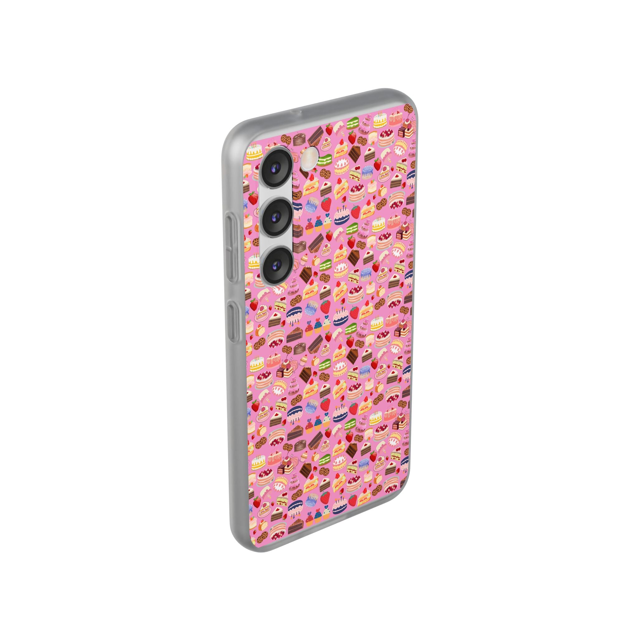 Happy Cake Pink Flexi Clear Cases for Most Phone Types (FWS)