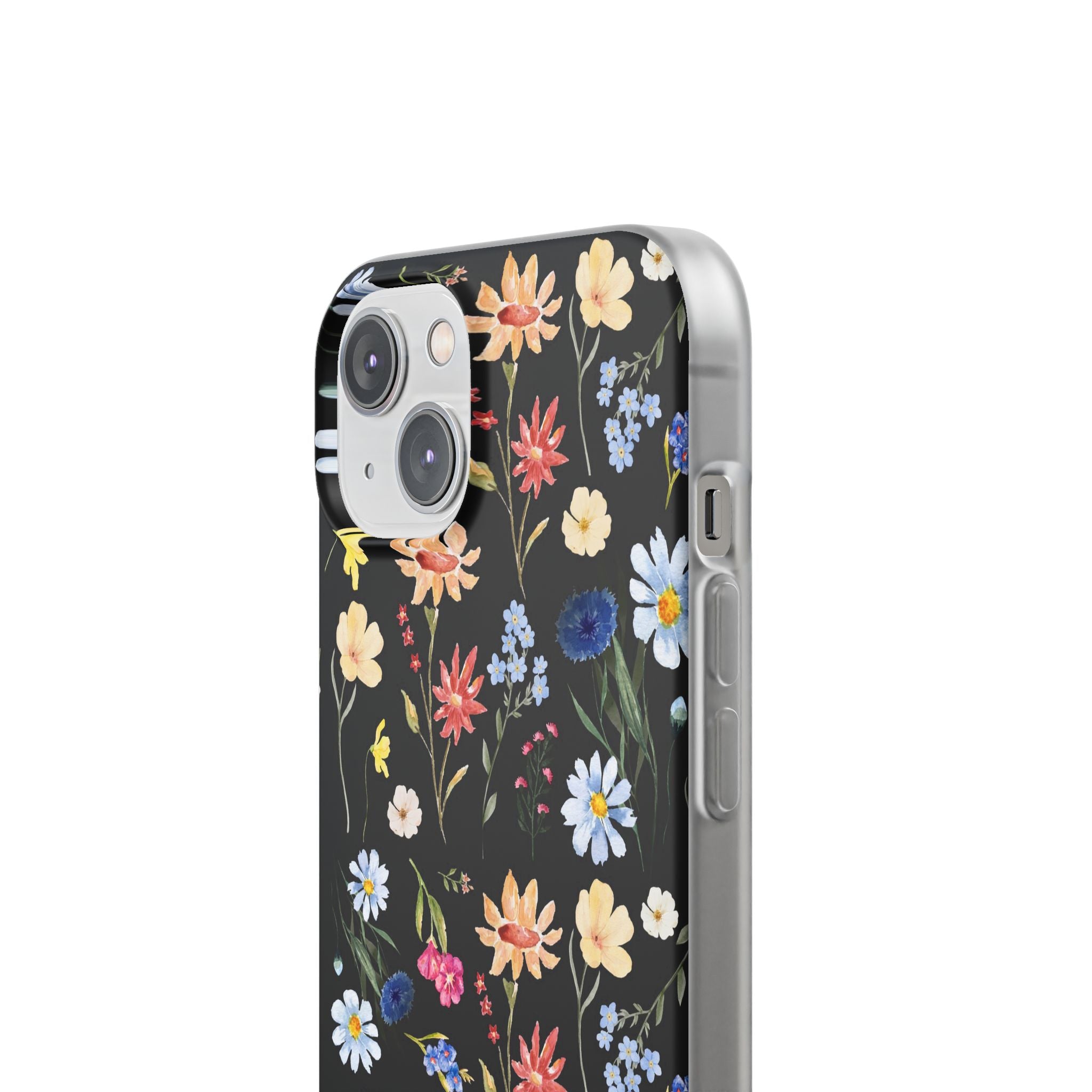 Wildflowers Painted Black Flexi Clear Cases for Most Phone Types (FWS)