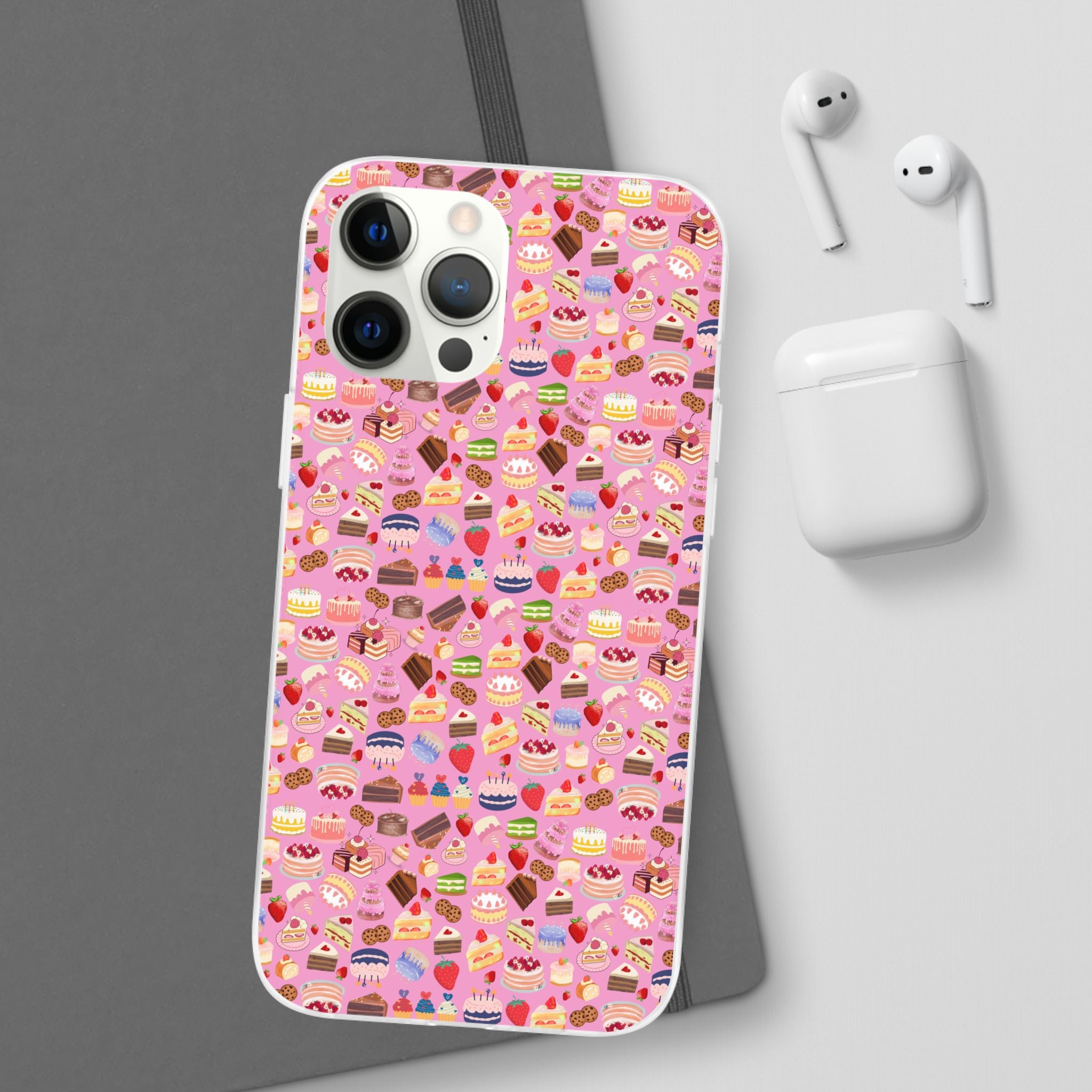Happy Cake Pink Flexi Clear Cases for Most Phone Types (FWS)
