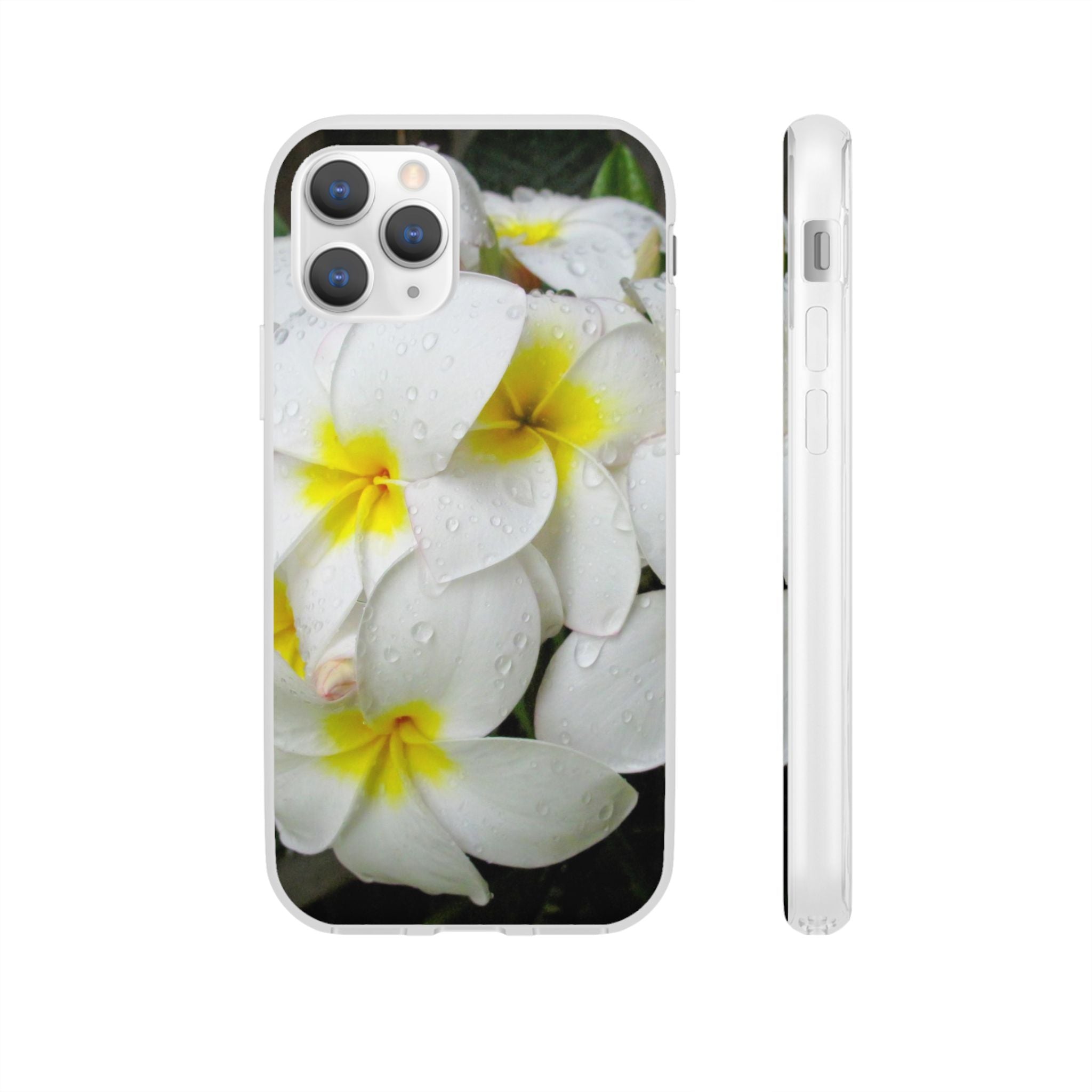 Fresh White Frangipanis Flexi Clear Cases for Most Phone Types (FWS)