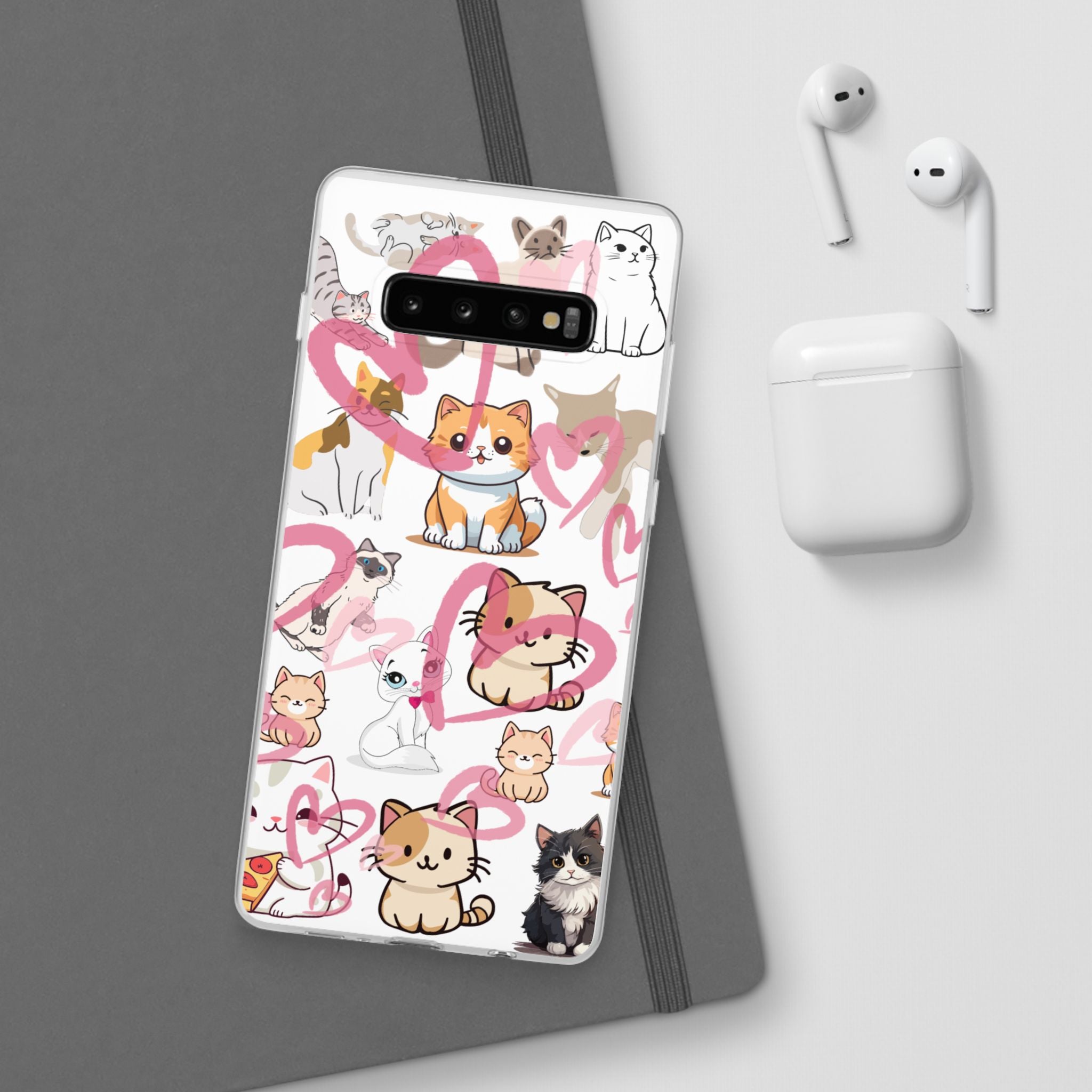 Cats Love White Flexi Clear Cases for Most Phone Types (FWS)