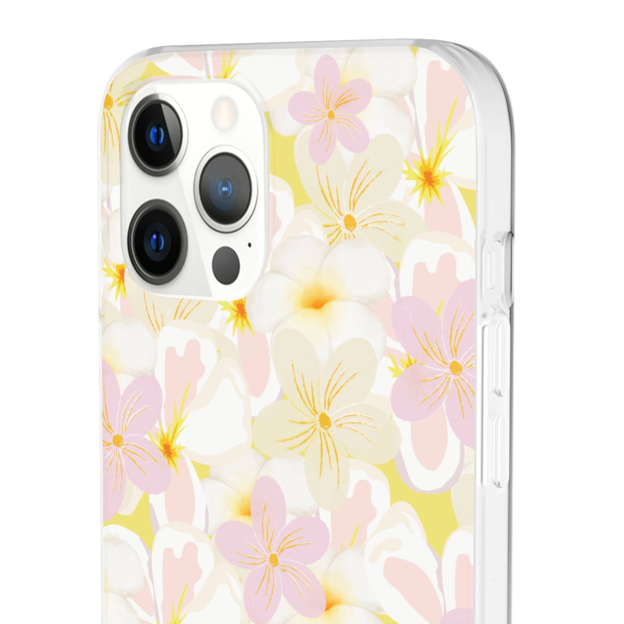 Pastel Frangipanis Yellow Flexi Clear Cases for Most Phone Types (FWS)