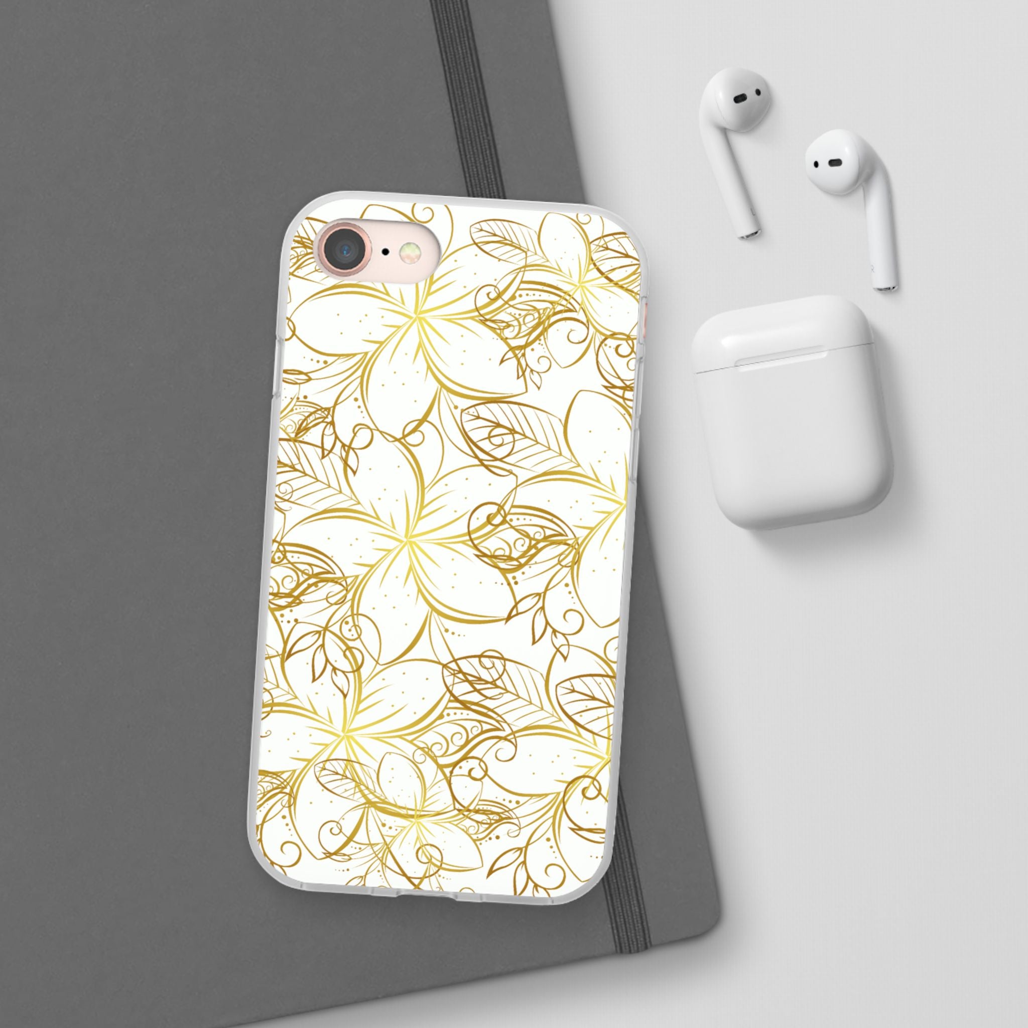 Golden Frangipanis White Flexi Clear Cases for Most Phone Types (FWS)