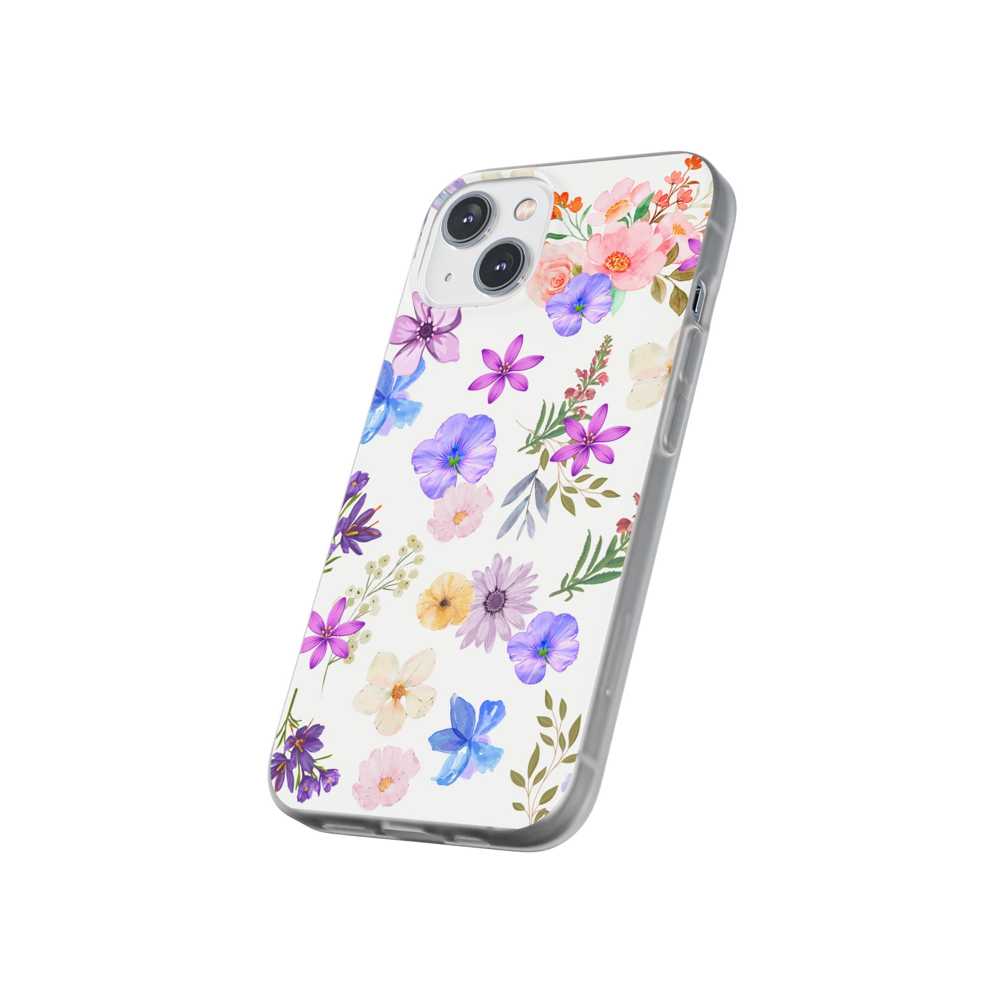 Floral White Flexi Clear Cases for Most Phone Types
