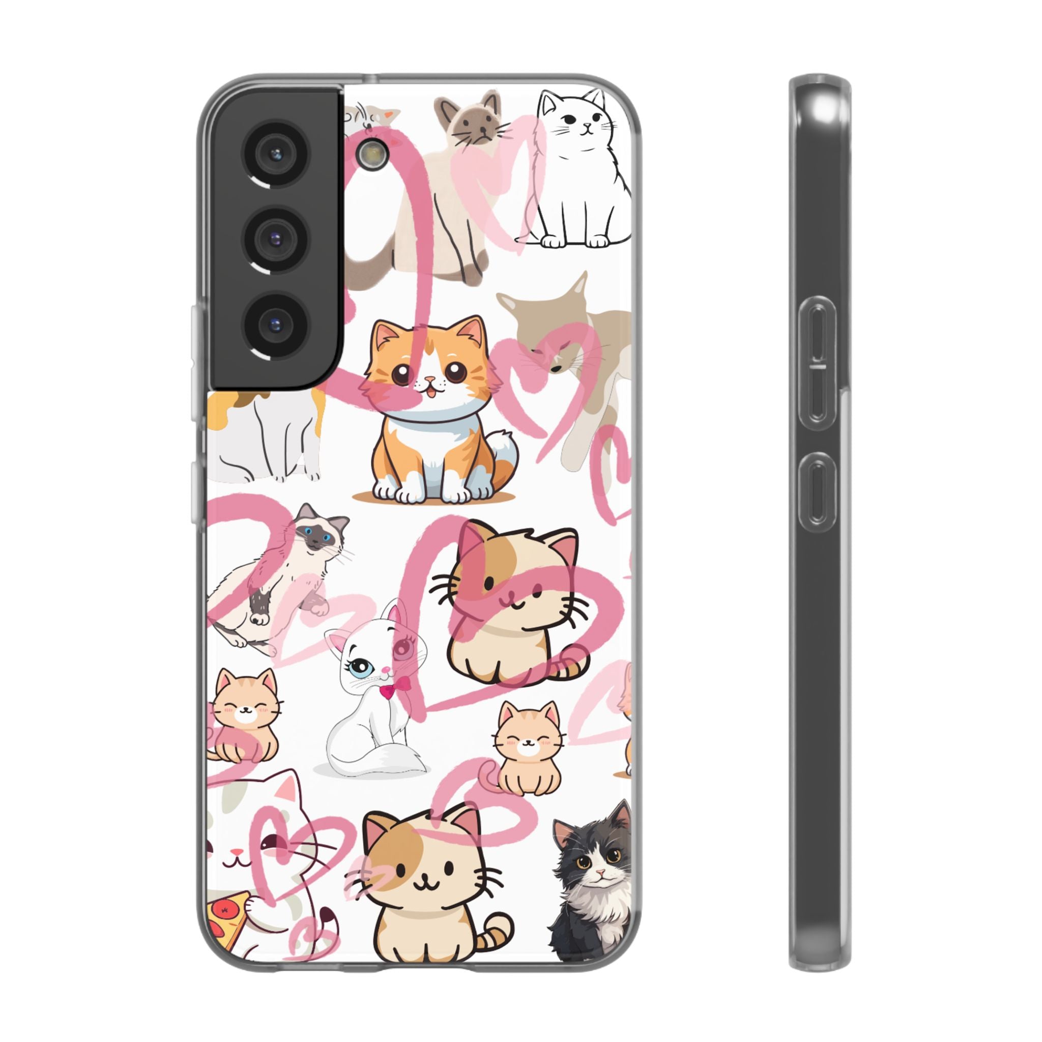 Cats Love White Flexi Clear Cases for Most Phone Types (FWS)