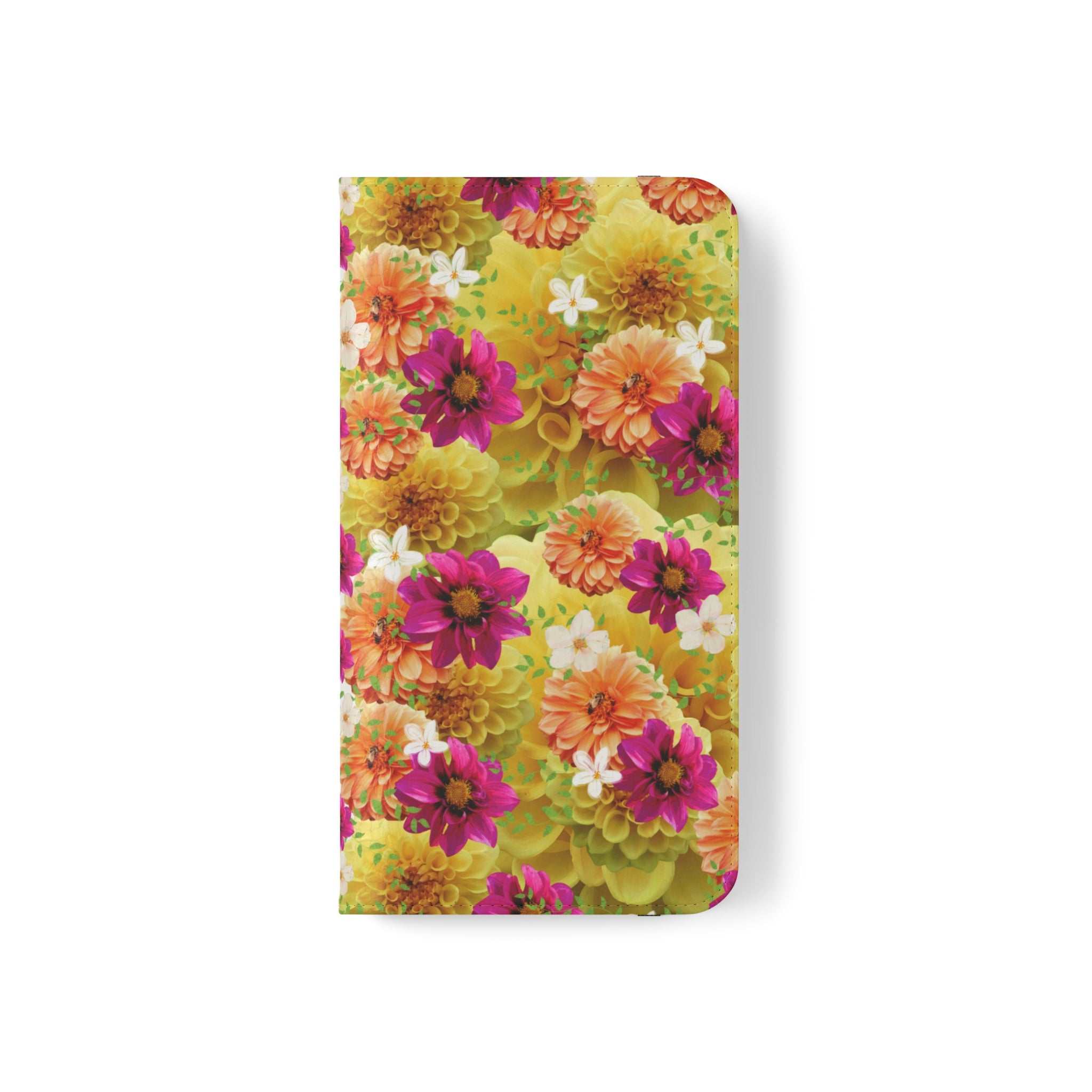 Graphic Dahlias 2 Wallet Style Phone Case Vegan Leather for most Phones