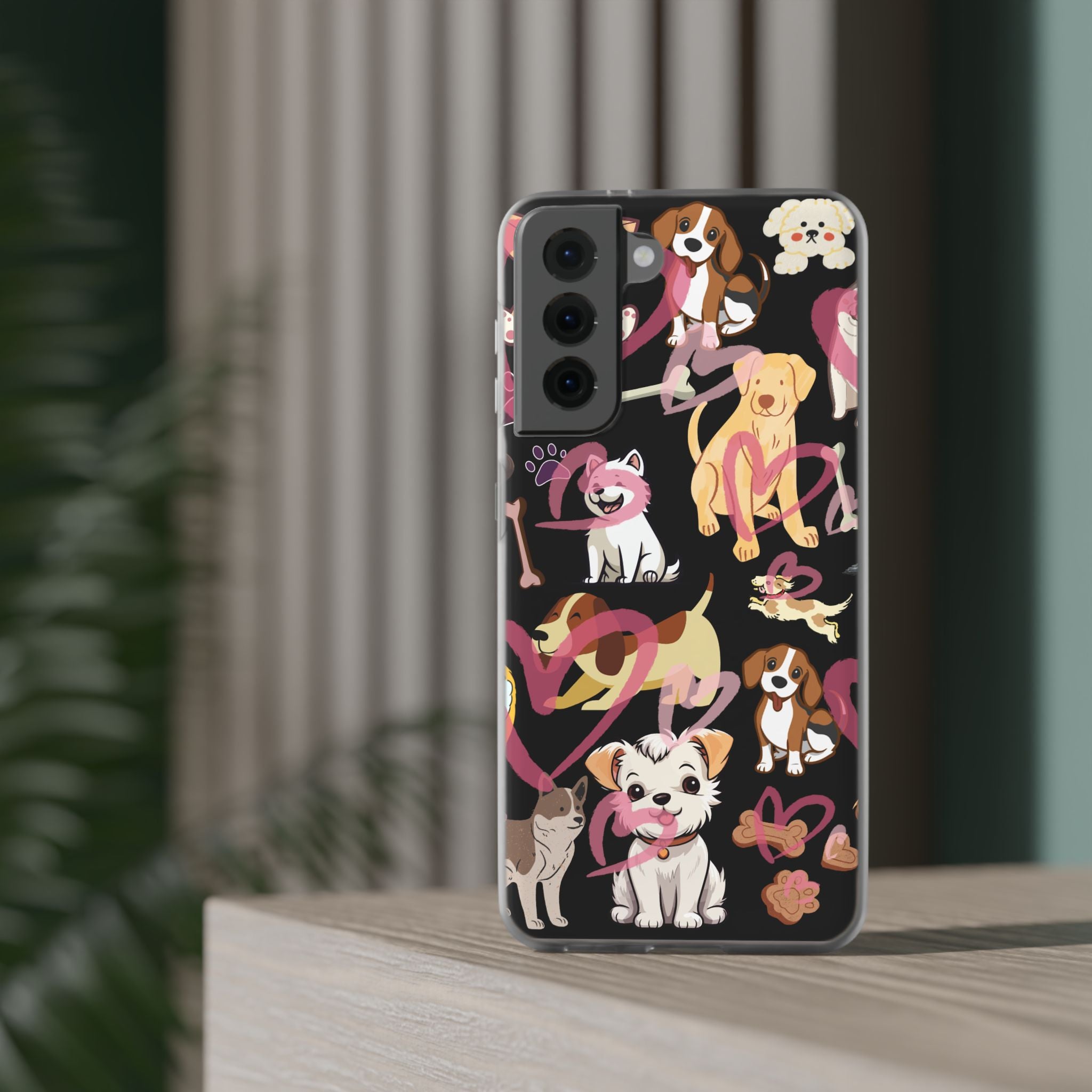 Dogs Love Black Flexi Clear Cases for Most Phone Types (FWS)