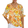 Orange & Yellow Floral White Longer Ruffle Sleeve Top up to 5 XL (FWS) 1