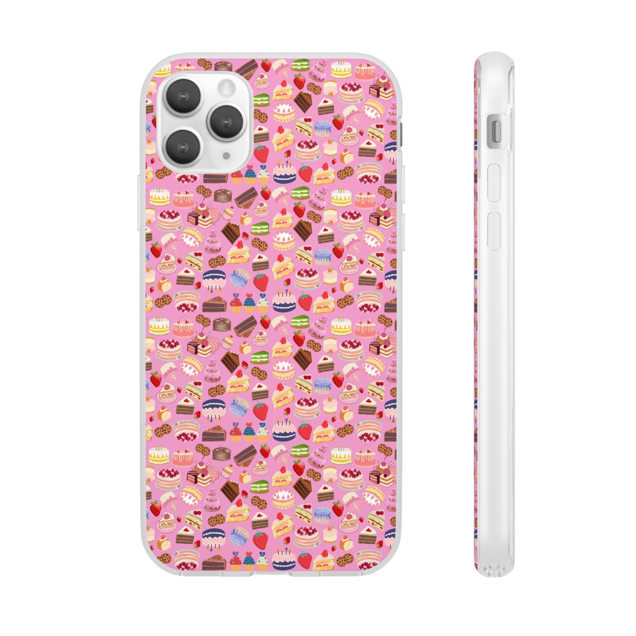 Happy Cake Pink Flexi Clear Cases for Most Phone Types (FWS)