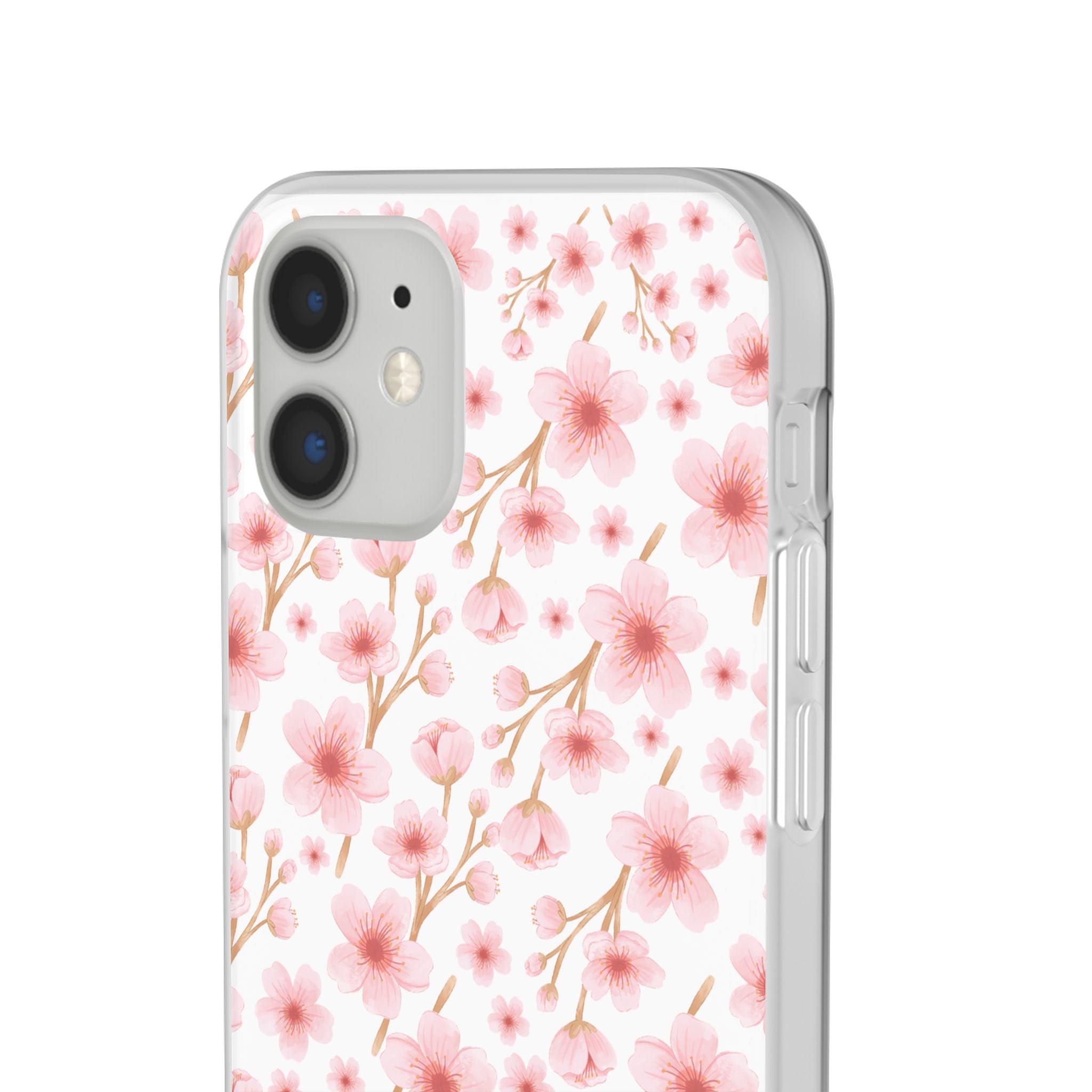 Japanese Pink Flowers White Flexi Clear Cases for Most Phone Types