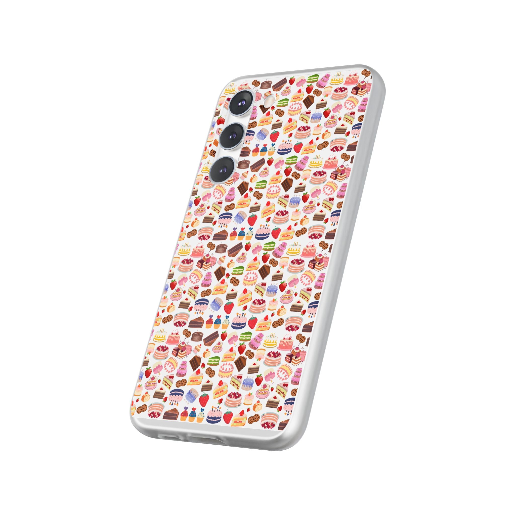 Happy Cake White Flexi Clear Cases for Most Phone Types (FWS)