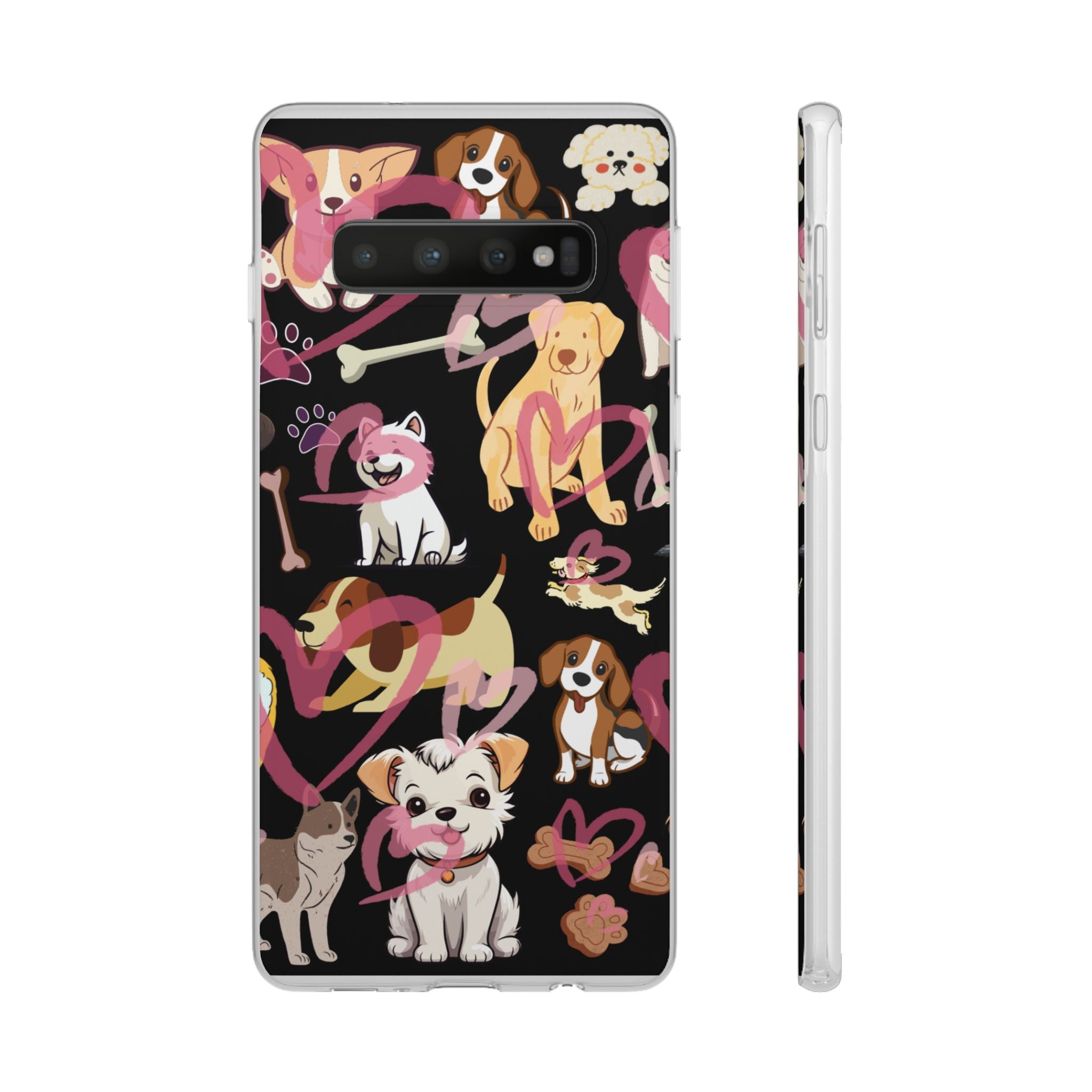 Dogs Love Black Flexi Clear Cases for Most Phone Types (FWS)