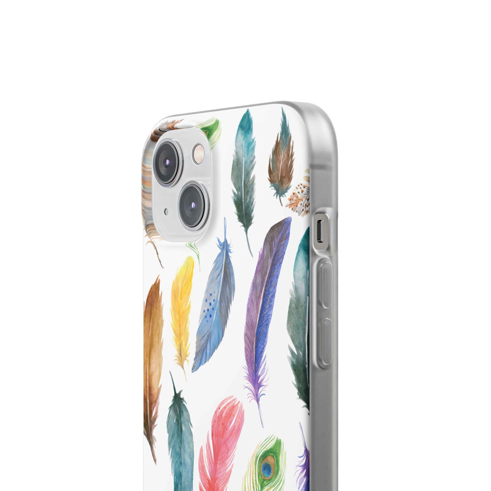 Colourful Feathers White Flexi Clear Cases for Most Phone Types