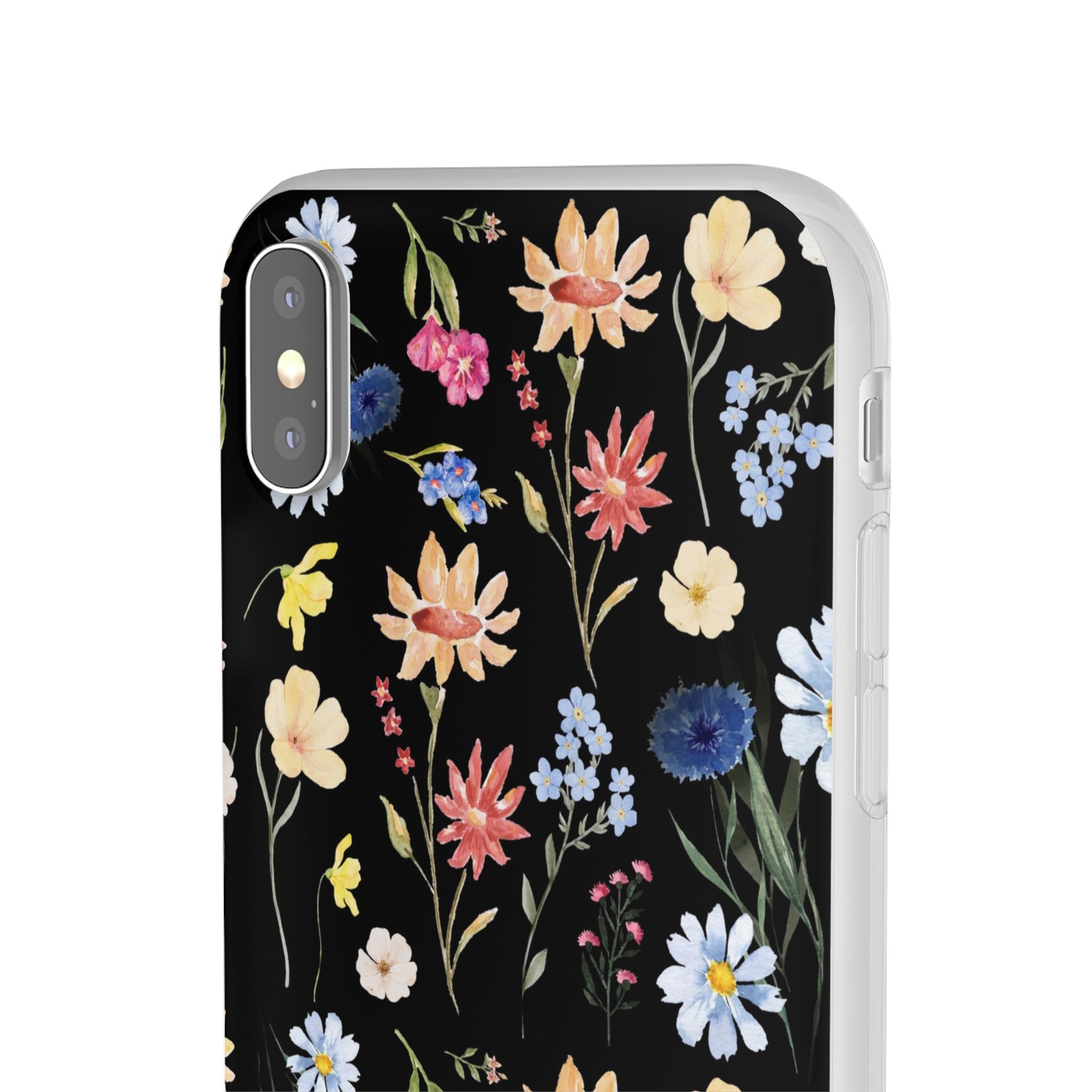 Wildflowers Painted Black Flexi Clear Case for Most Phone Types