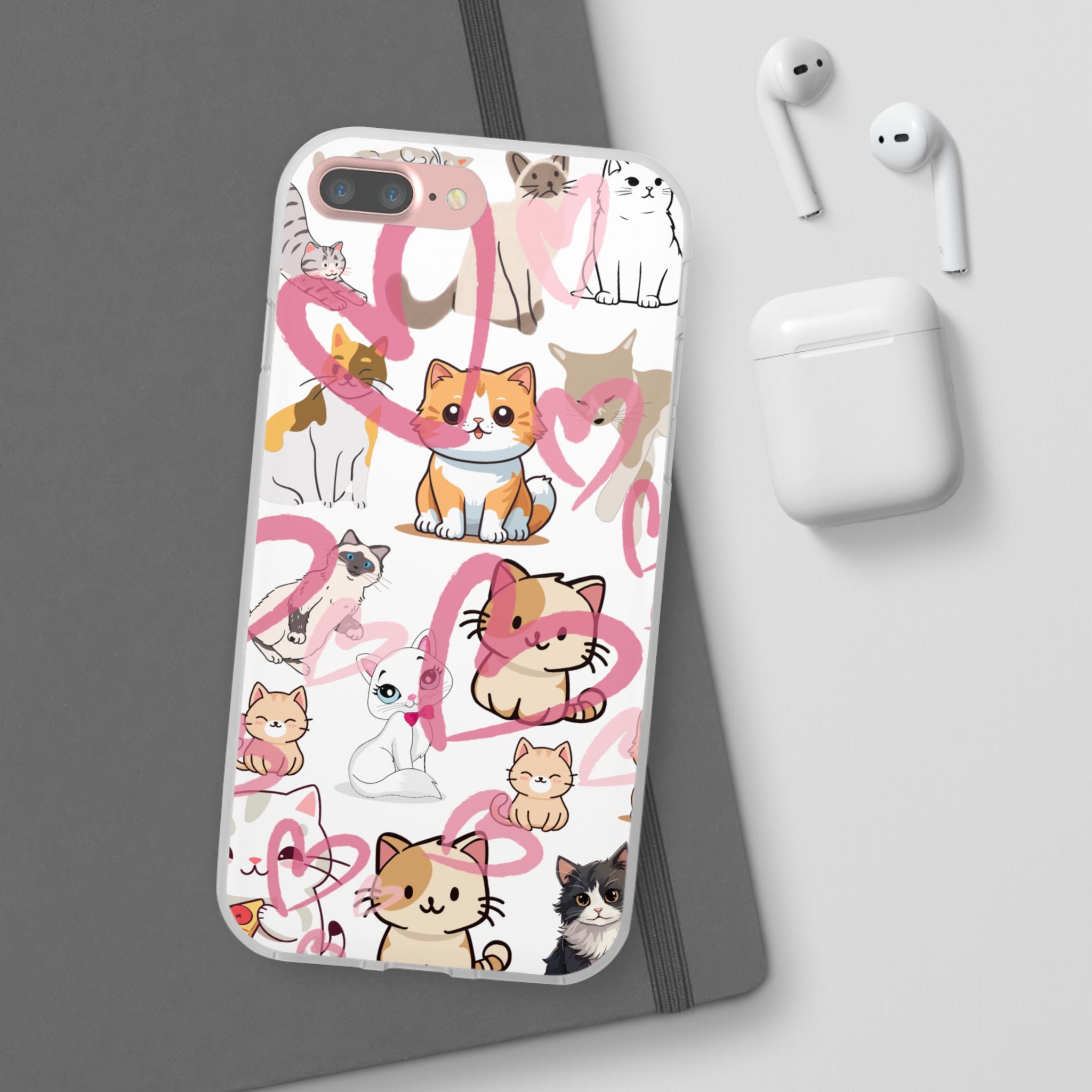 Cats Love White Flexi Clear Cases for Most Phone Types (FWS)