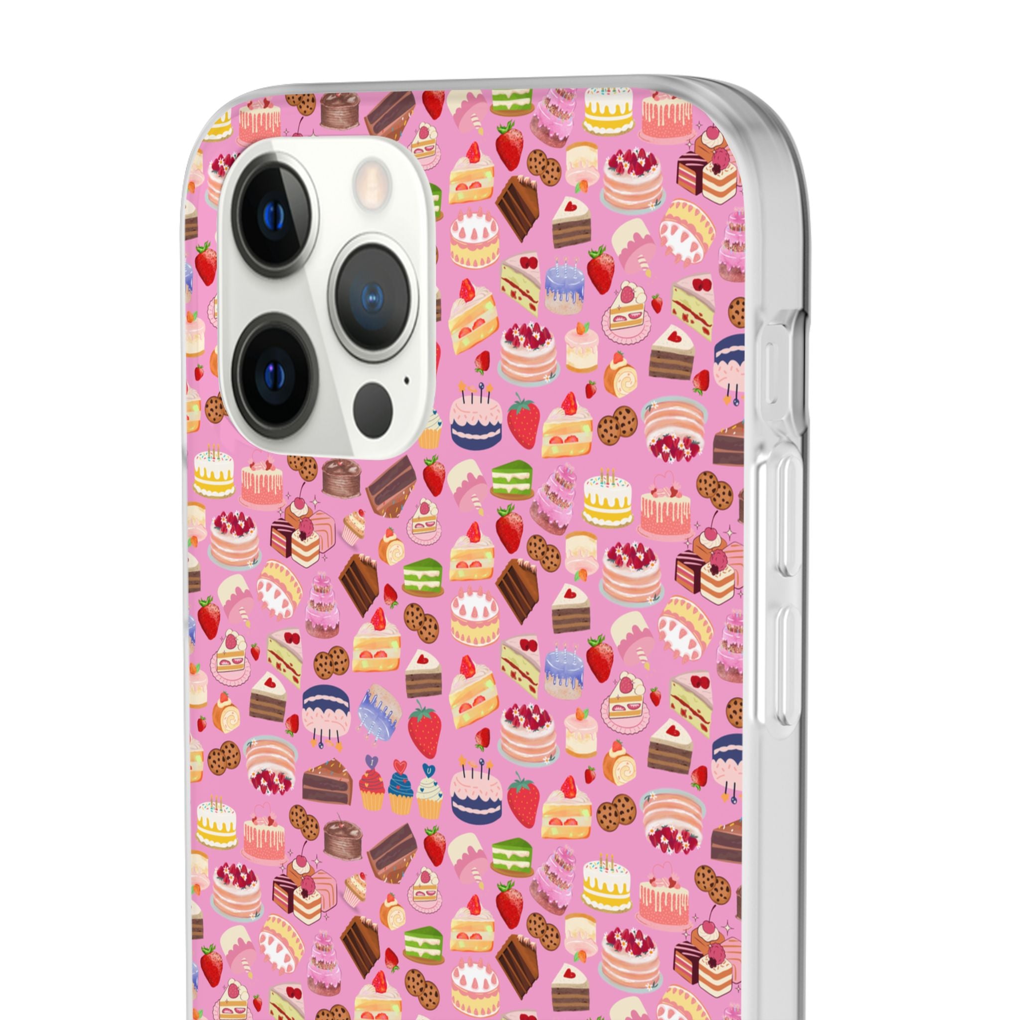 Happy Cake Pink Flexi Clear Cases for Most Phone Types (FWS)