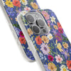Blue Colourful Floral Flexi Clear Cases for Most Phone Types