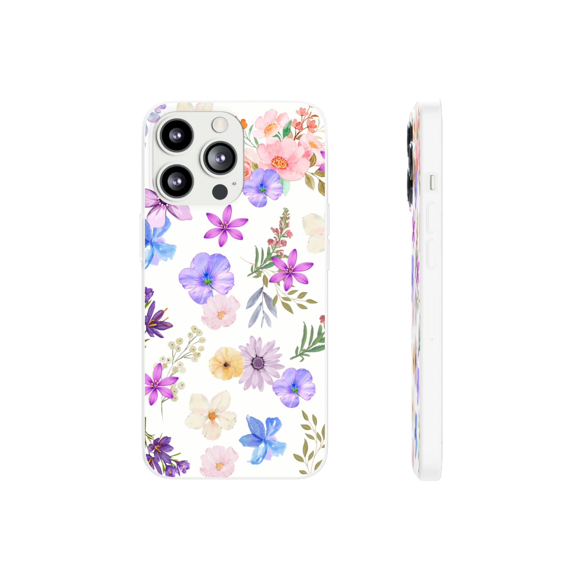 Floral White Flexi Clear Cases for Most Phone Types