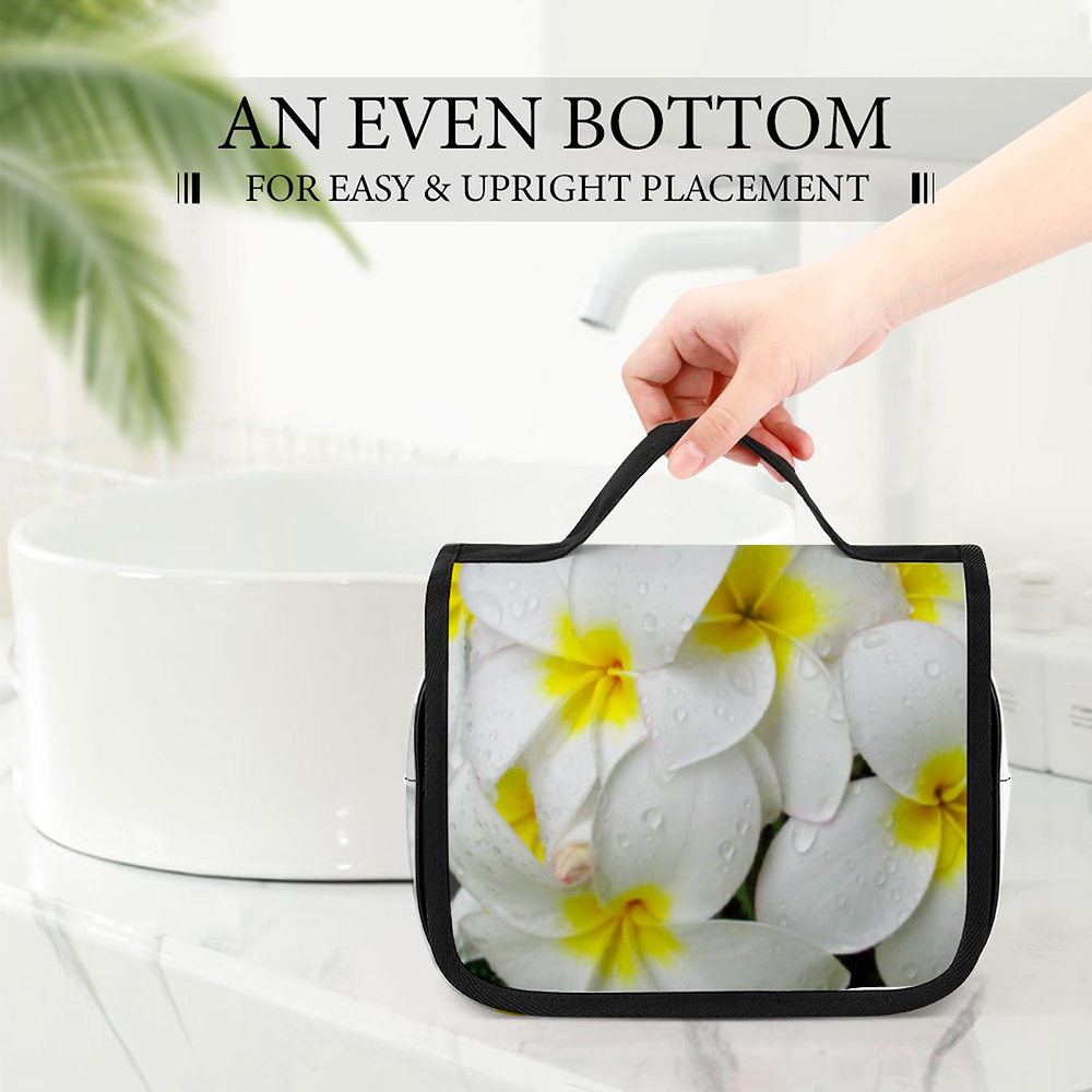 Fresh White Frangipanis Waterproof Hanging Travel Toiletry Bag 5