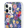 Blue Colourful Floral Flexi Clear Cases for Most Phone Types