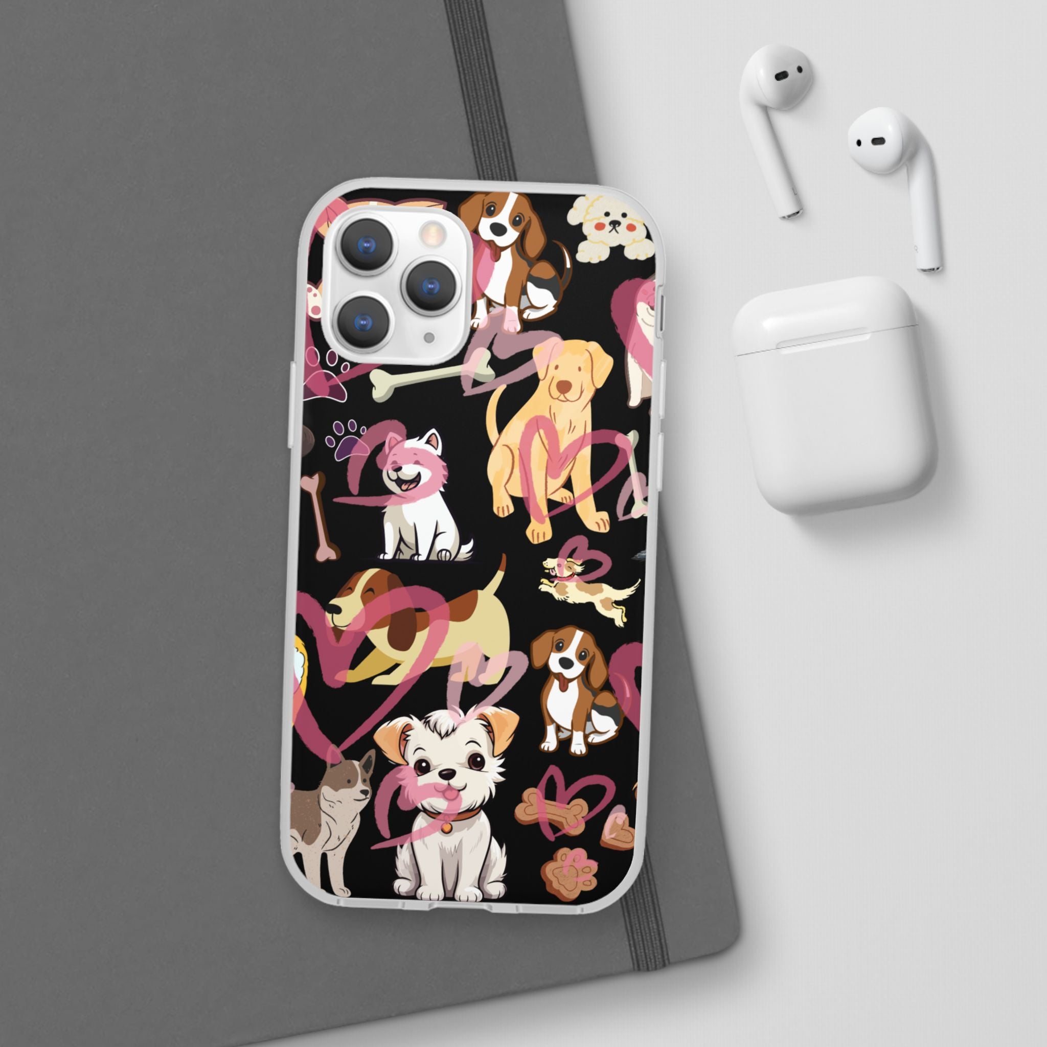 Dogs Love Black Flexi Clear Cases for Most Phone Types (FWS)