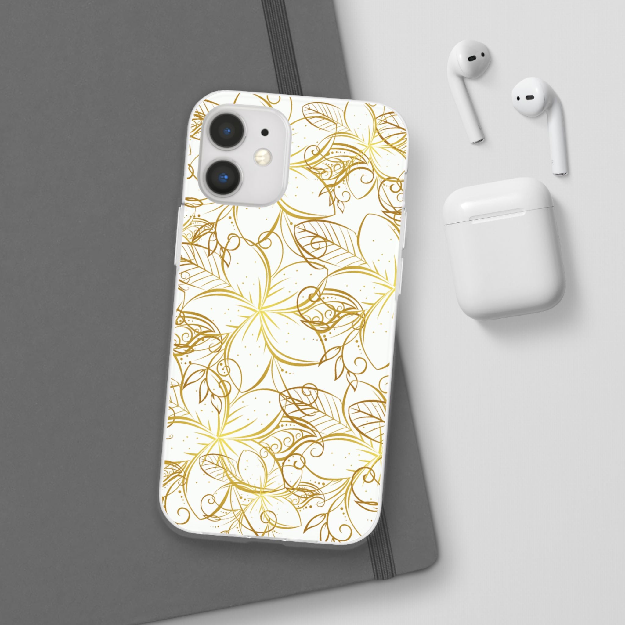 Golden Frangipanis White Flexi Clear Cases for Most Phone Types (FWS)