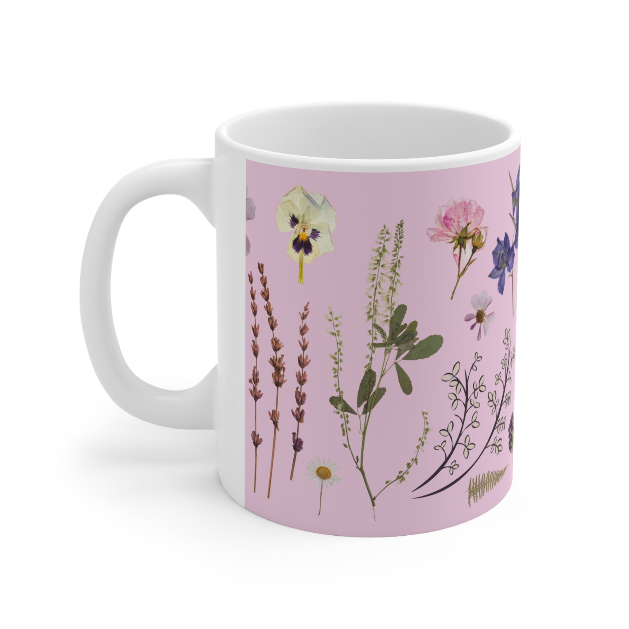 Wildflowers Pink Mug 11oz (Microwave & Dishwasher Safe)