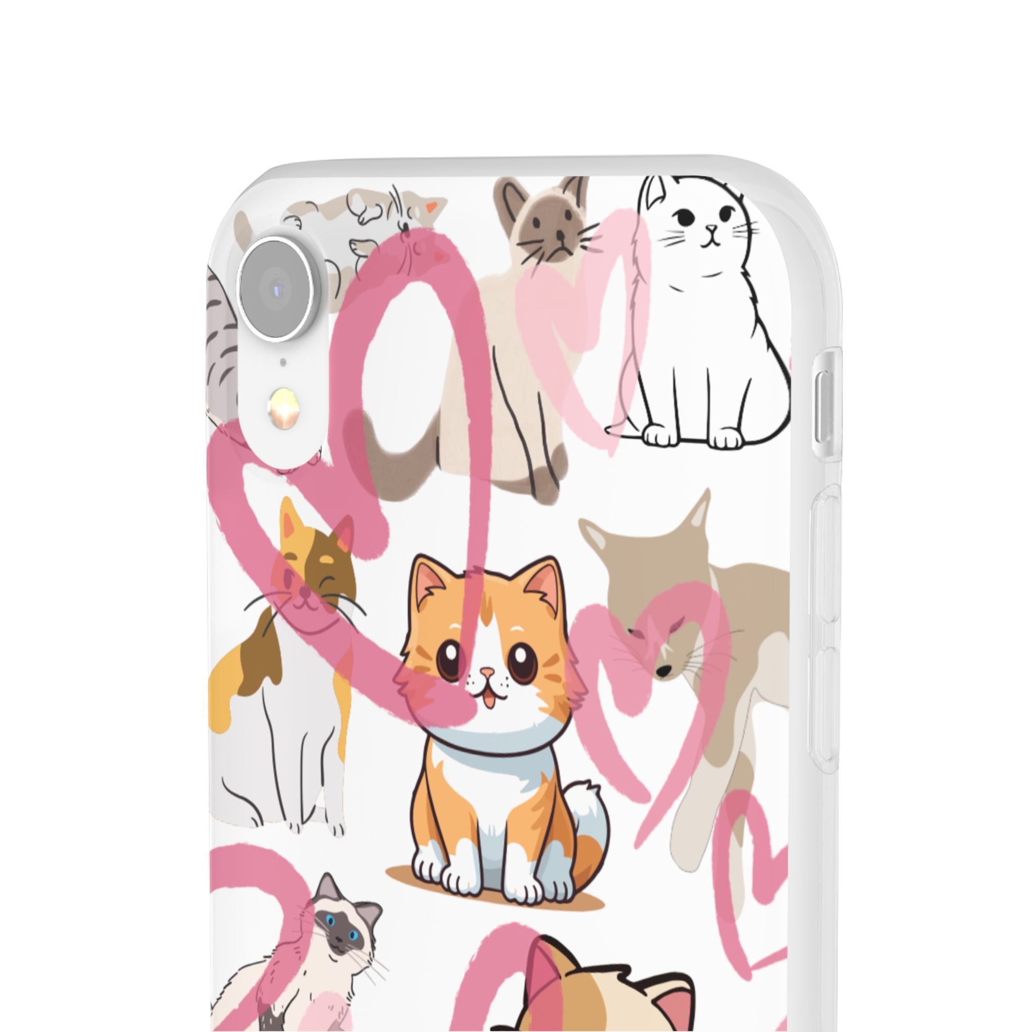 Cats Love White Flexi Clear Cases for Most Phone Types (FWS)