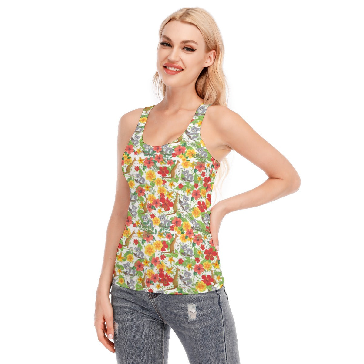 Hawaiian Australian White Racerback Tank Top | 190GSM Cotton up to 3 XL (FWS)