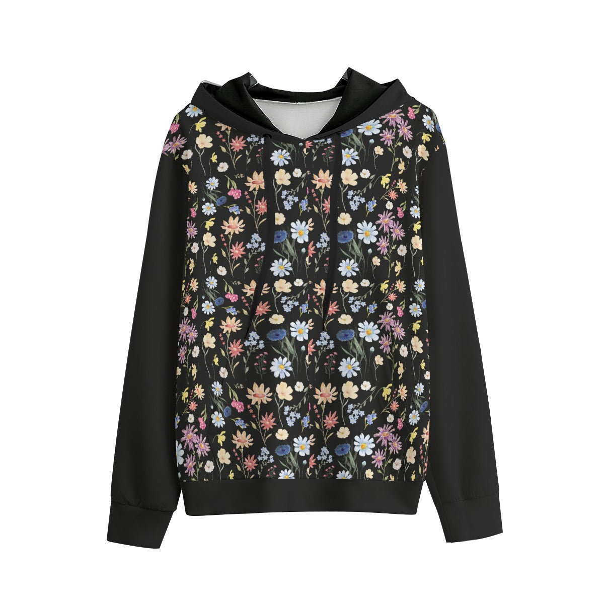 Wildflowers Painted Black Pullover Hoodie | 310GSM Cotton up to 6 XL