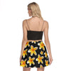 Yellow Frangipanis Black Mini Skirt No Pockets up to 3 XL (FWS)