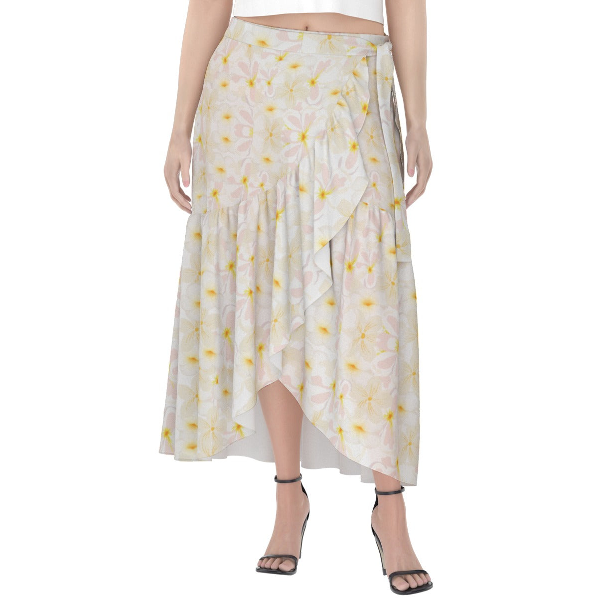 Pastel Frangipanis Wrap Skirt No Pockets up to 5 XL (FWS)