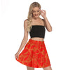 Golden Frangipani Red Mini Skater Skirt No Pockets up to 3XL (FWS)