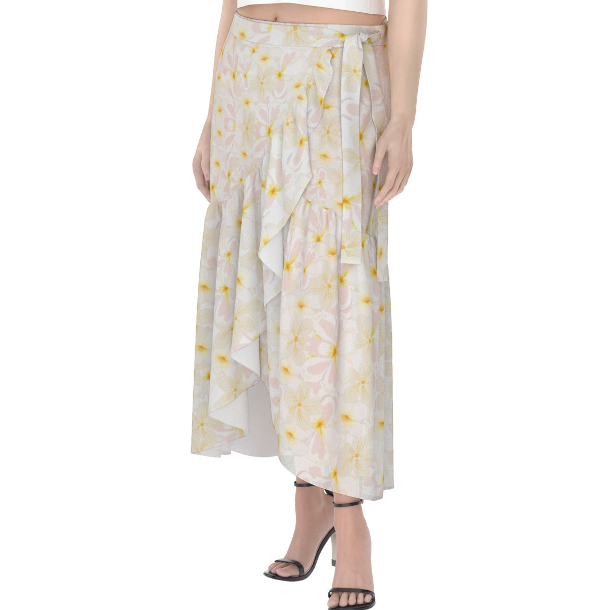 Pastel Frangipanis Wrap Skirt No Pockets up to 5 XL (FWS)