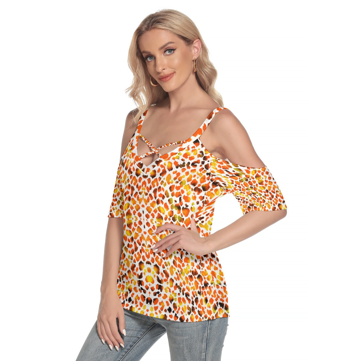 Leopard Fire Criss Cross Straps Top up to 4 XL (FWS)