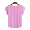 Pink Pansies Curved Hem Top Large to 5 XL (FWS)