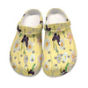 Yellow Daisies with Purple Butterflies Women's Rubber Clogs