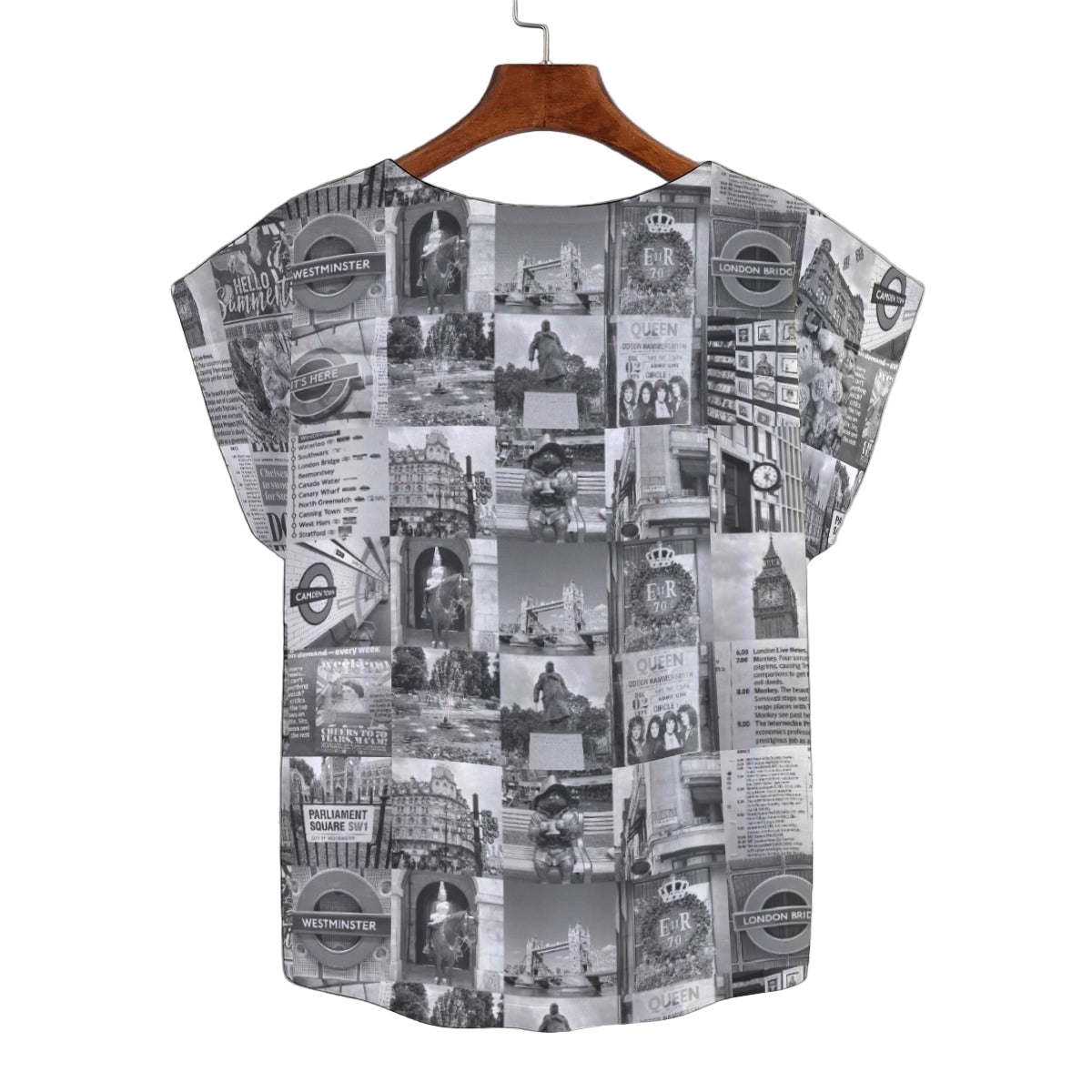 London Black & White Curved Hem Top Large to 5 XL (FWS)