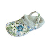 Blue Floral Women's Rubber Clogs with White Fleece