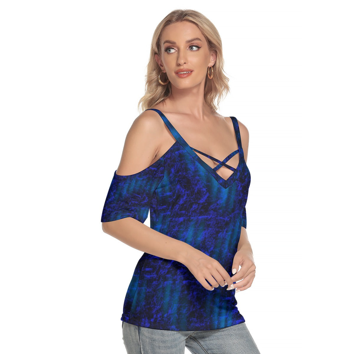 Blue Steel Criss Cross Straps Top up to 4 XL (FWS)