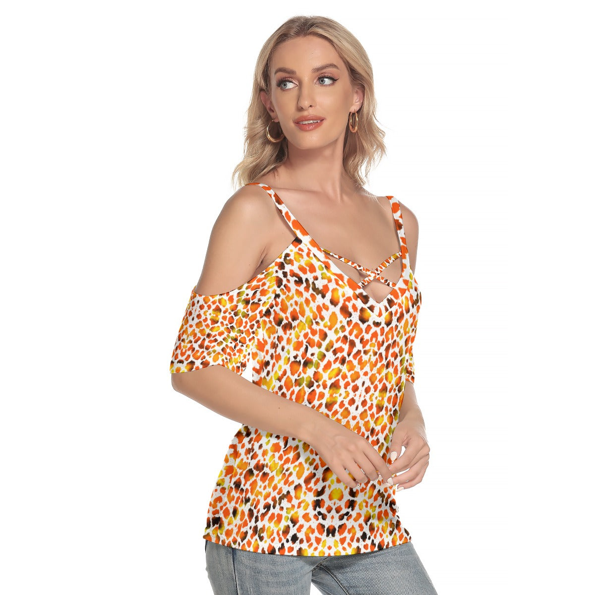 Leopard Fire Criss Cross Straps Top up to 4 XL (FWS)