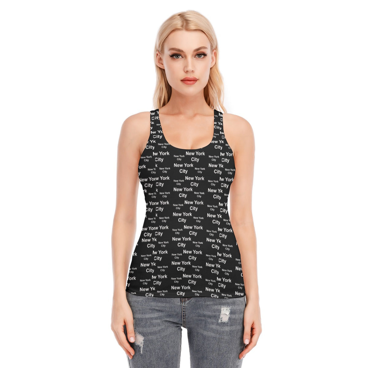 New York City Black Racerback Tank Top | 190GSM Cotton up to 3 XL (FWS)