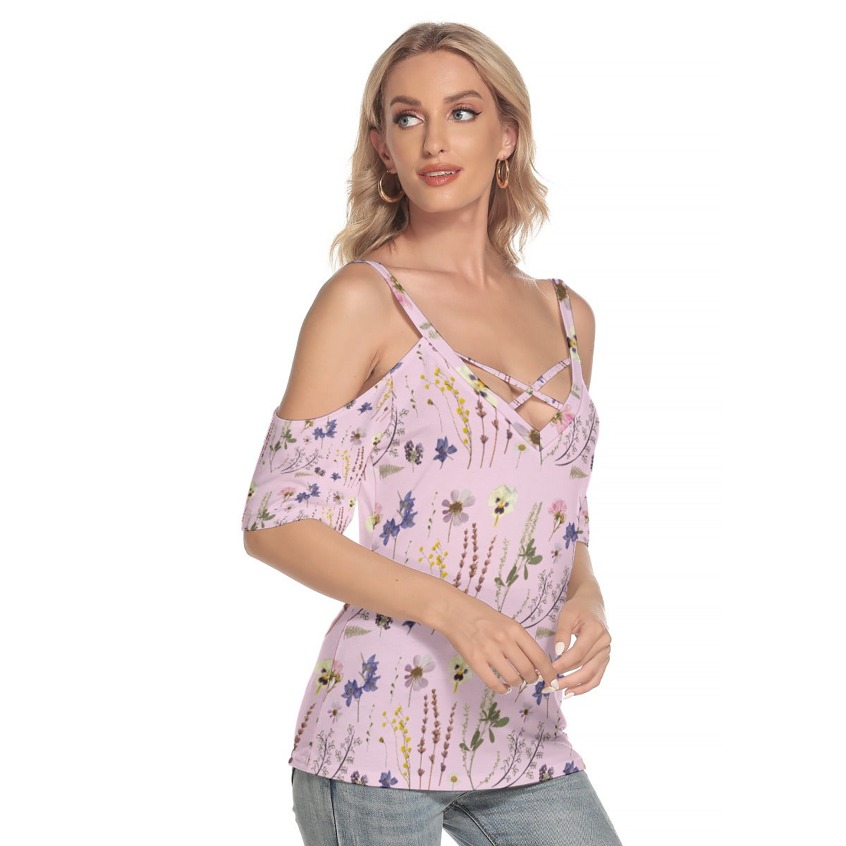 Wildflowers Pink Criss Cross Straps Top up to 4 XL (FWS)