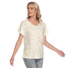 Pastel Frangipanis V Neck Top up to 4 XL (FWS)