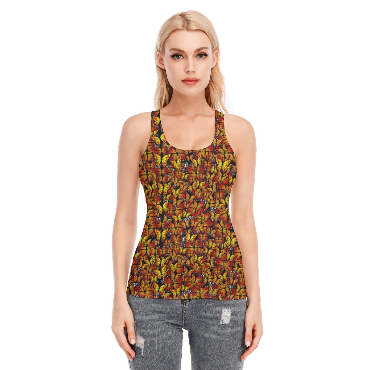 Butterflies Orange Racerback Tank Top | 190GSM Cotton up to 3 XL (FWS)